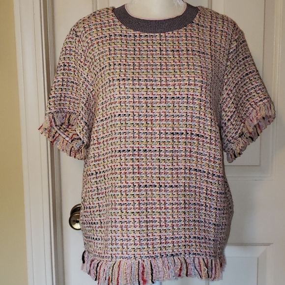 Zara Woman Tweed Multi-colored Fringe Top - Picture 4 of 16